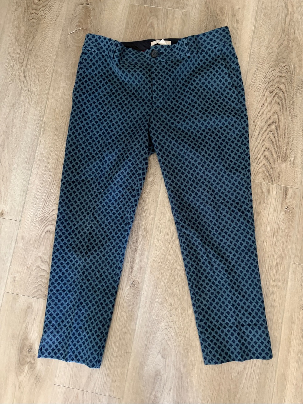 Banana Republic Women's Blue Geometric Pattern Tapered Pants